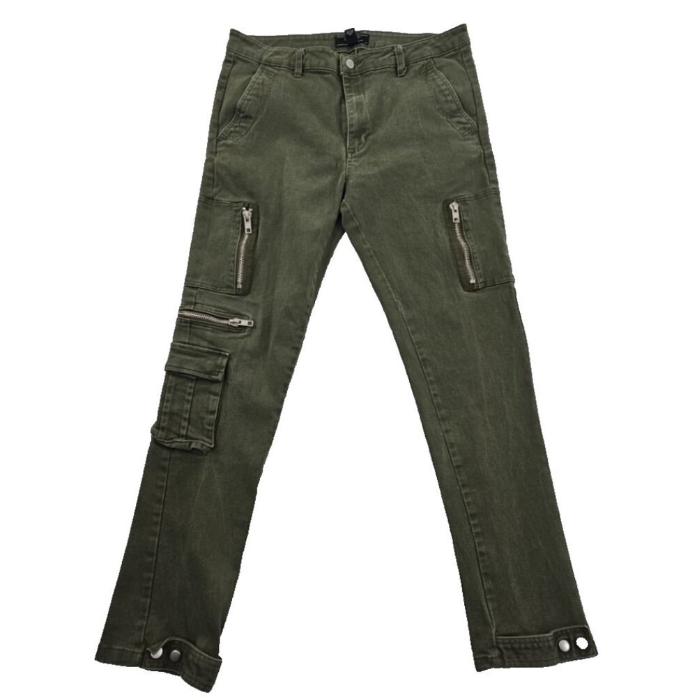 Forever 21 Men Cargo Pants 34x30 Army Green Straight Leg 8 Pockets Well Made EUC